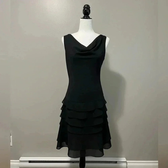 Joseph Ribkoff Midi  Pull On Dress Sleeveless Draped V Neck Tiered Ruffl… - Picture 3 of 14